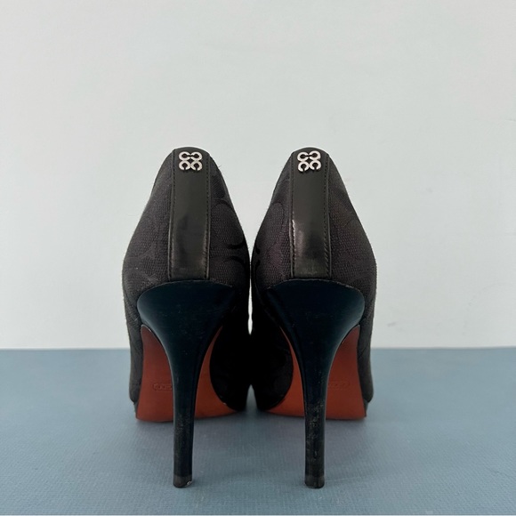 Coach Caya Signature C Logo Jacquard Black High Heel Pumps - Picture 6 of 7